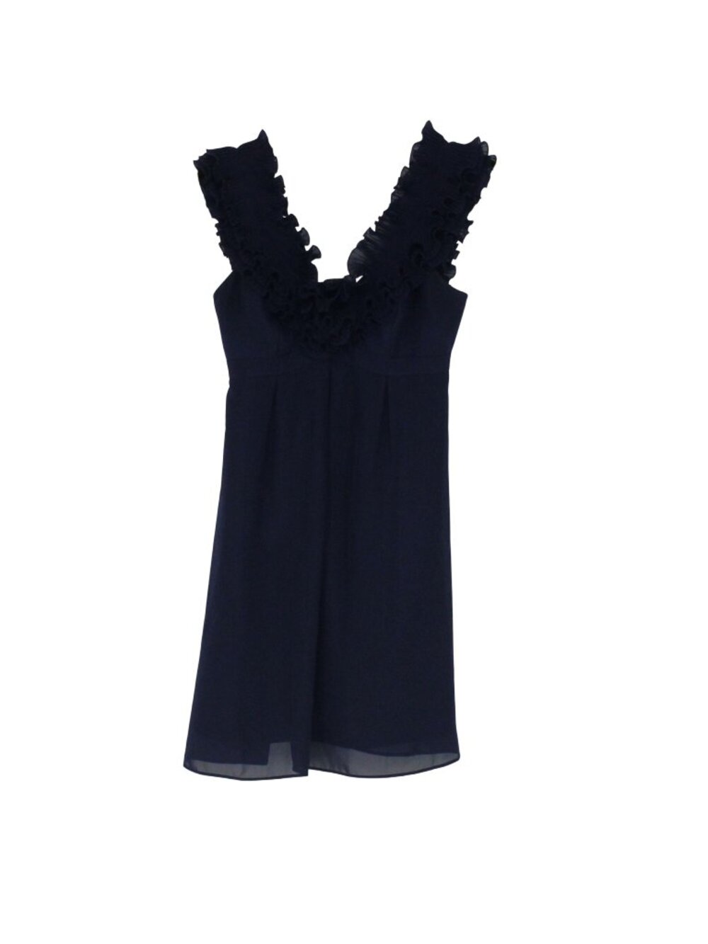 Lilly Pulitzer Navy Ruffle V-Neck Sleeveless Dress Size 0 100% Polyester